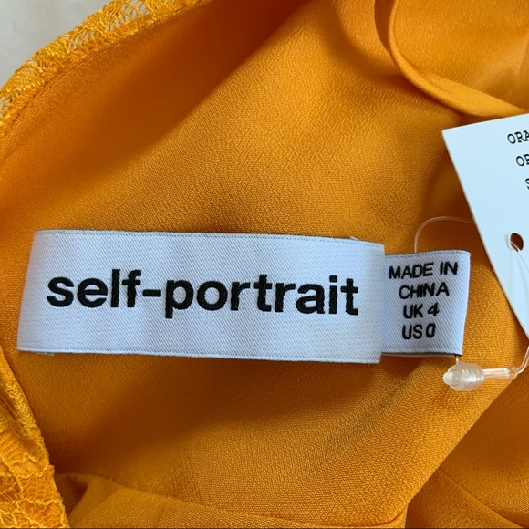 SELF-PORTRAIT Orange Lace Frilled Jacquard Dress - Picture 11 of 14